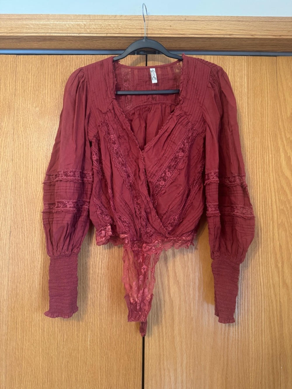 Free People Rust the Eloise bishop Bohemian bodysuit - Picture 2 of 5